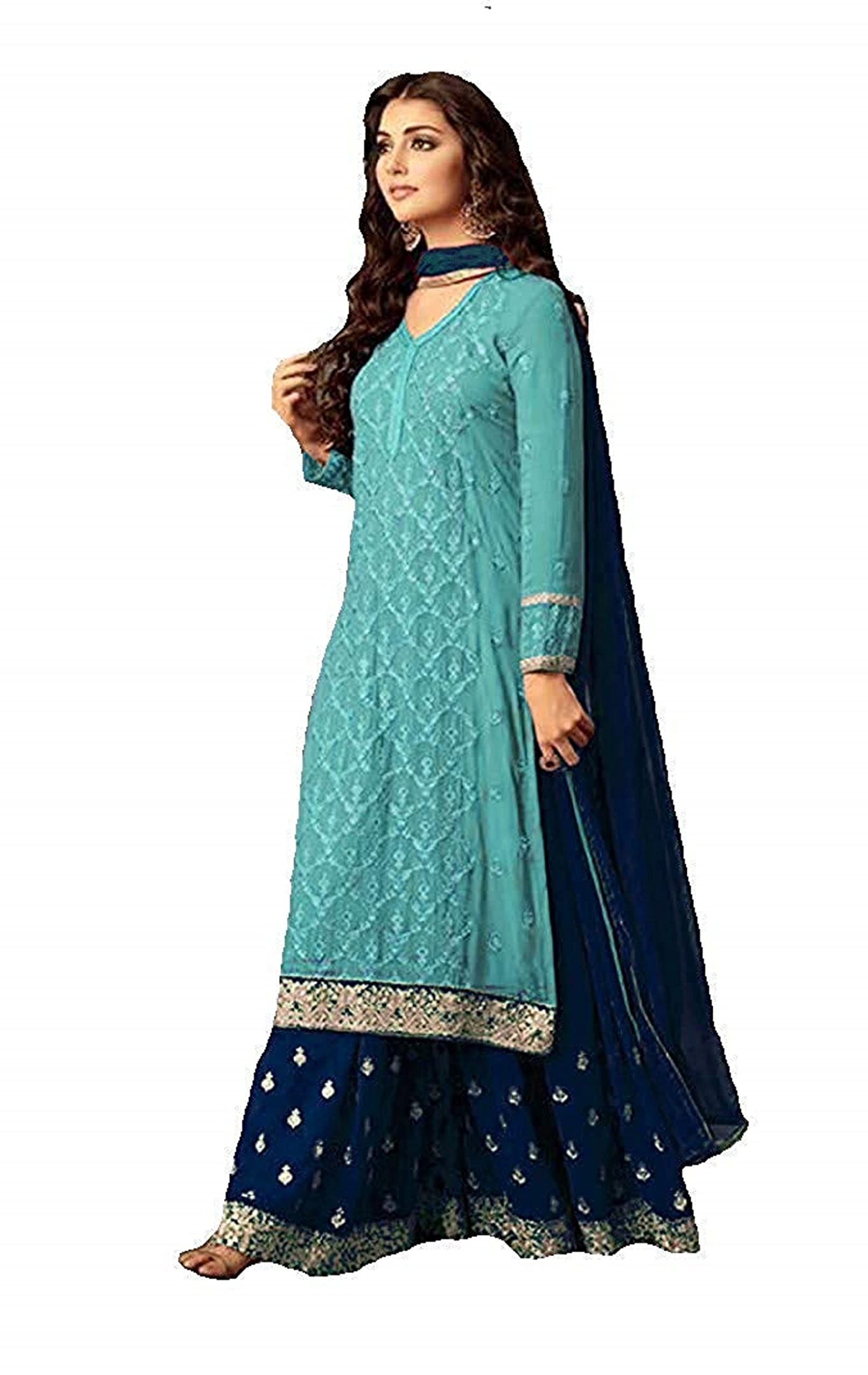 JIVRAJ FASHIONRamadan Eid Wear Pakistani Indian Salwar Kameez Plazzo Sharara Suits Indian Designer Shalwar Kameez Plazo Dress with Dupatta