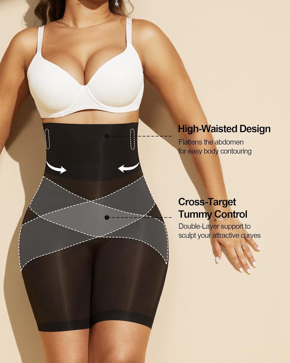 PAUKEE Tummy Control Shapewear Shorts for Women Butt Lifting Body Shaper Shorts High Waisted Seamless Girdles Under Dress - Image 2