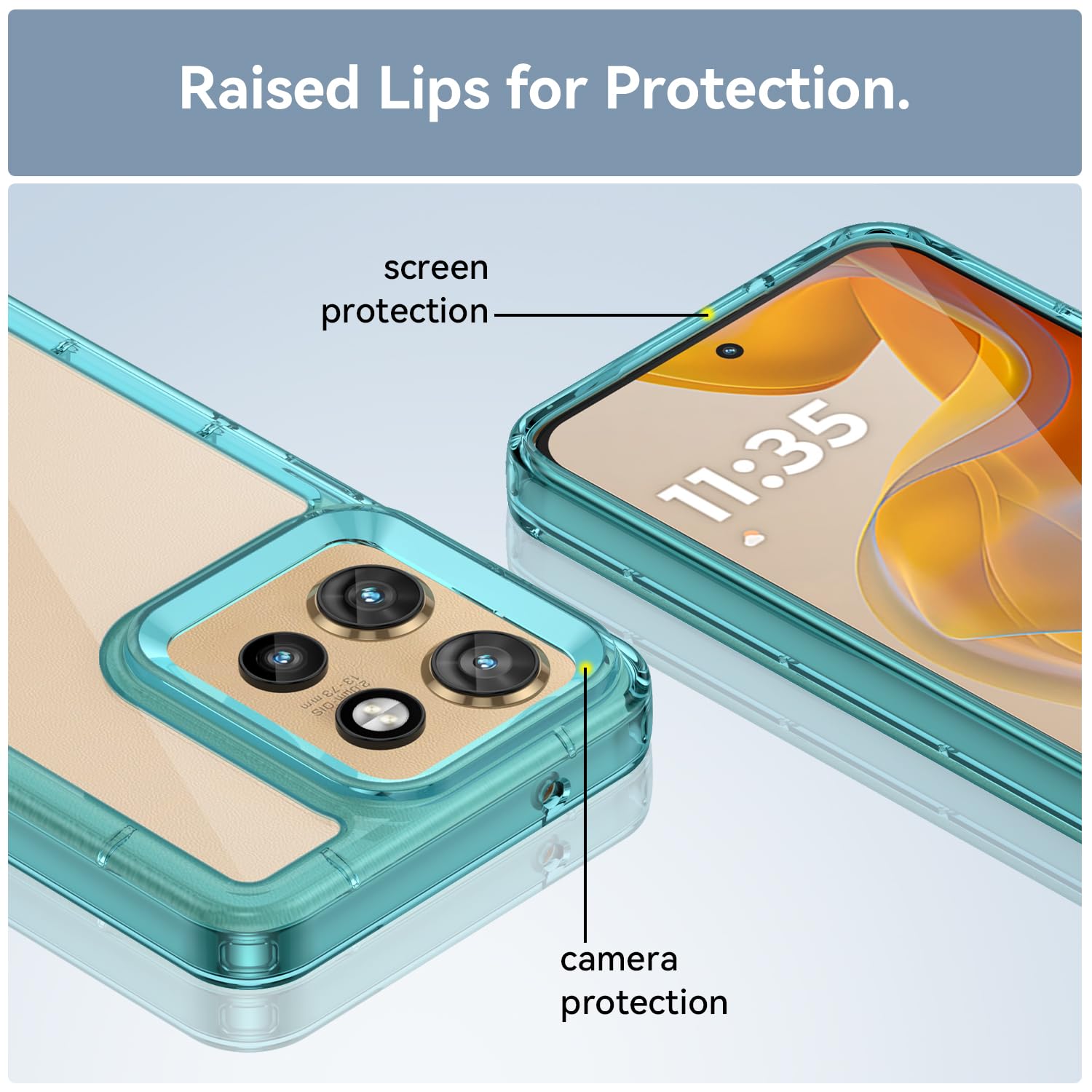 Handyhülle Für Motorola Edge 50 Neo – Transparent, TPU Rahmen, Stoßfest, Schwarzer Rand
