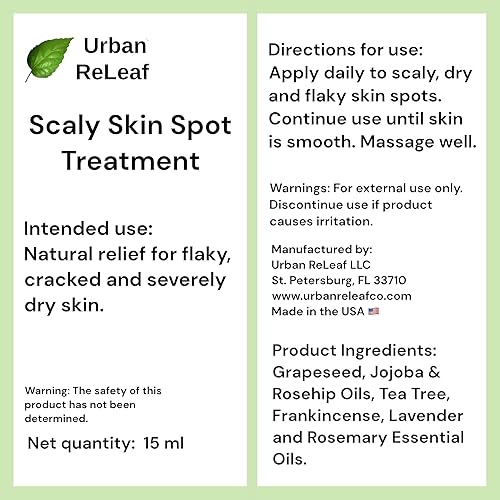 Miniatura 6 de Urban ReLeaf Tratamiento de manchas de piel escamosa. Aceite reparador suavizante de la piel, alivio natural para manchas escamosas, agrietadas y