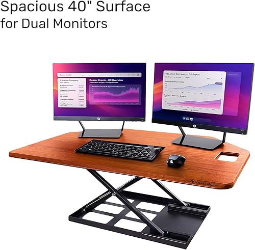 Miniatura 4 de X-Elite Pro - Convertidor de escritorio de esquina de 40 pulgadas con elevación neumática, elevador ajustable para sentarse a ponerse de pie,