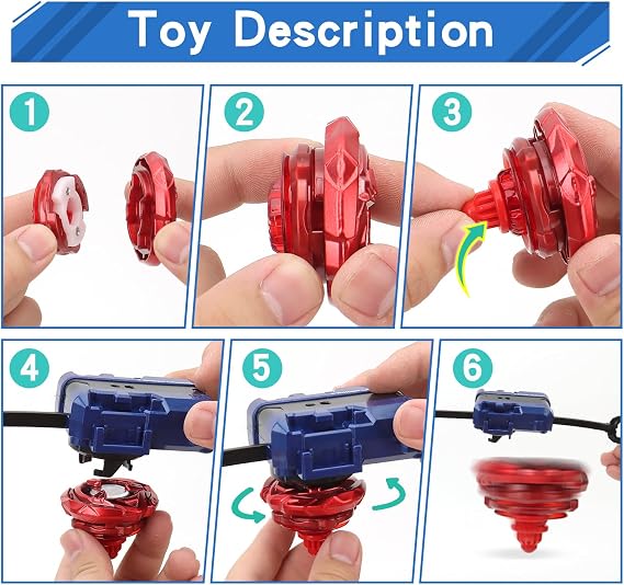X Battling Top Gyro Toy Set, 12 Spinning Tops, 3 Launchers, Turbo Set Metal Fusion Game with Storage Box, Birthday Gift for Kids Boys 6+