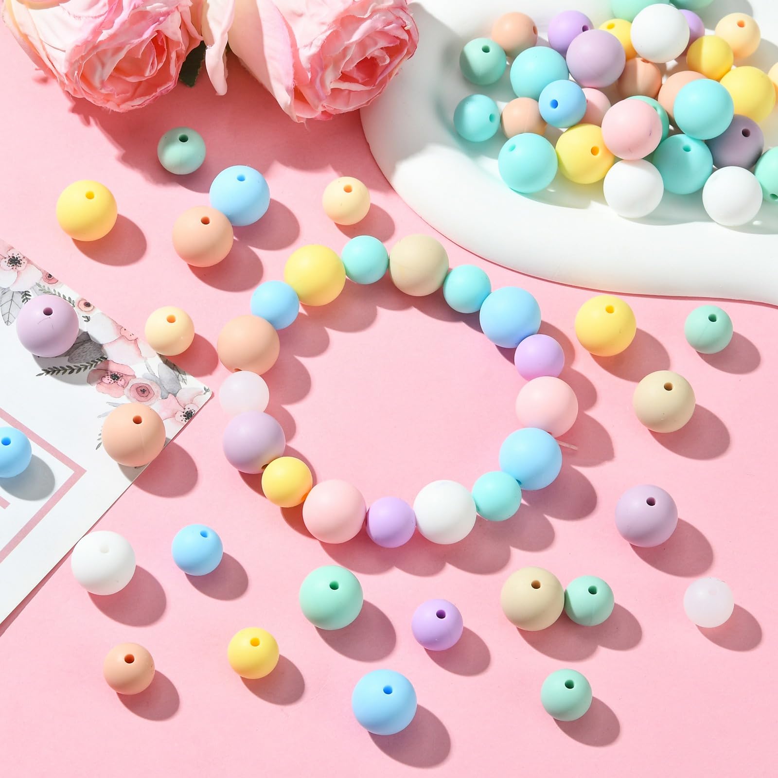 Stiesy Sechseckige Silikonperlen – 17 Mm, Macaron-Farben, 50 Stück Für Schmuck & DIY