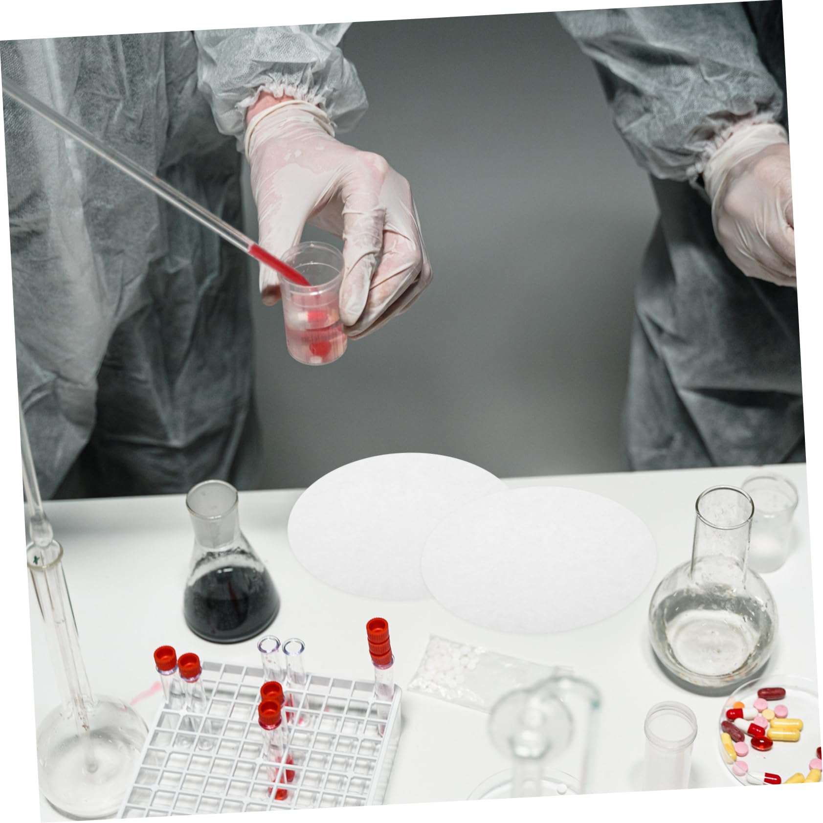 Veemoon 100 Pcs 18cm Discs Qualitative Filter Paper Medium Flow Rate Ro Filters Replacement for Coffee