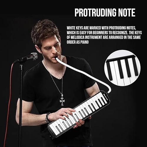 Vista 71 de Soulmate Instrumento melódico de 32 teclas para niños, teclado de piano de aire, melódica soprano con tubos largos suaves, boquillas cortas y bolsa