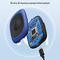 MP3 player cu clips AGPTEK cu radio FM, player muzical portabil cu husă din silicon, MP3 WMA WAV, 8 GB, albastru 3