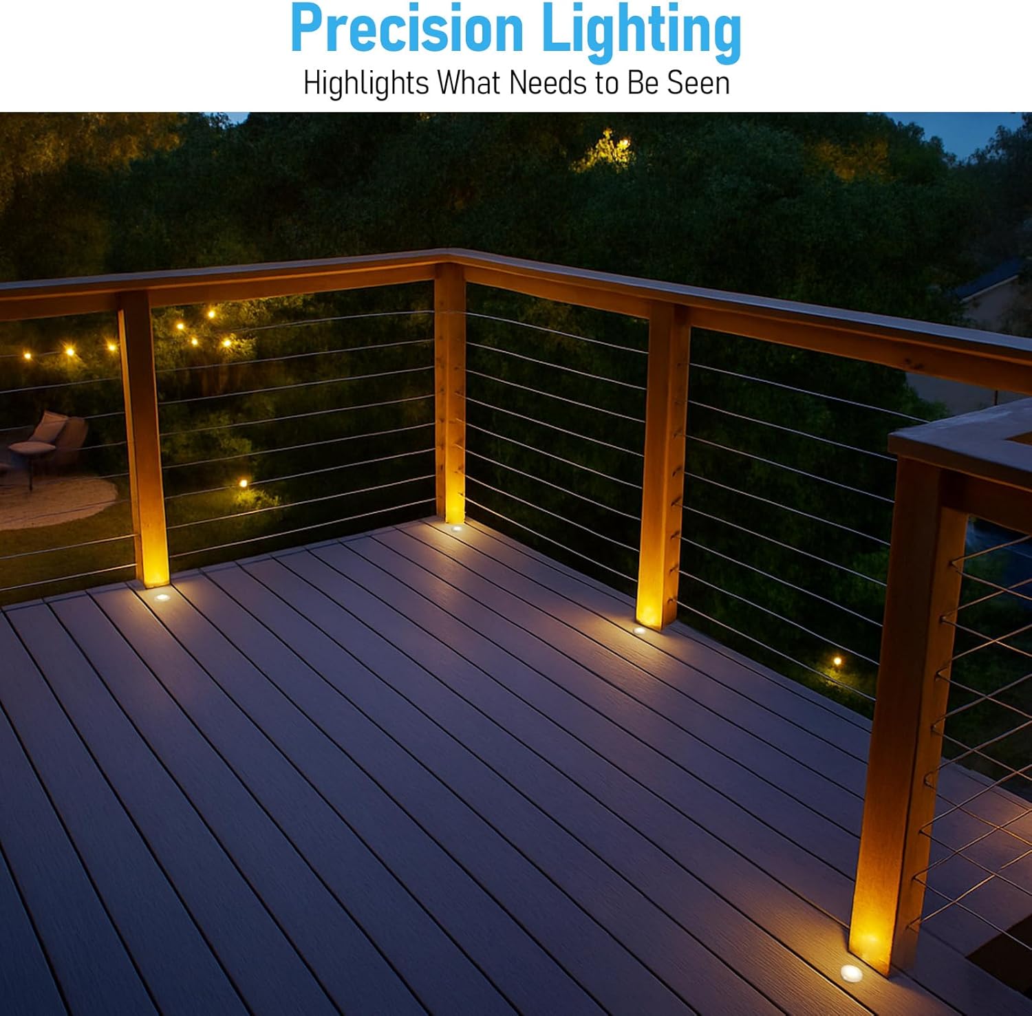 LEONLITE 12-Pack Recessed Low Voltage LED Deck Light with Flat Round Aperture, 1-Inch 12-24V AC/DC Landscape Step Stair Light, CRI90 IP67 Waterproof, Stainless Steel Housing, 3000K Warm White, Silver