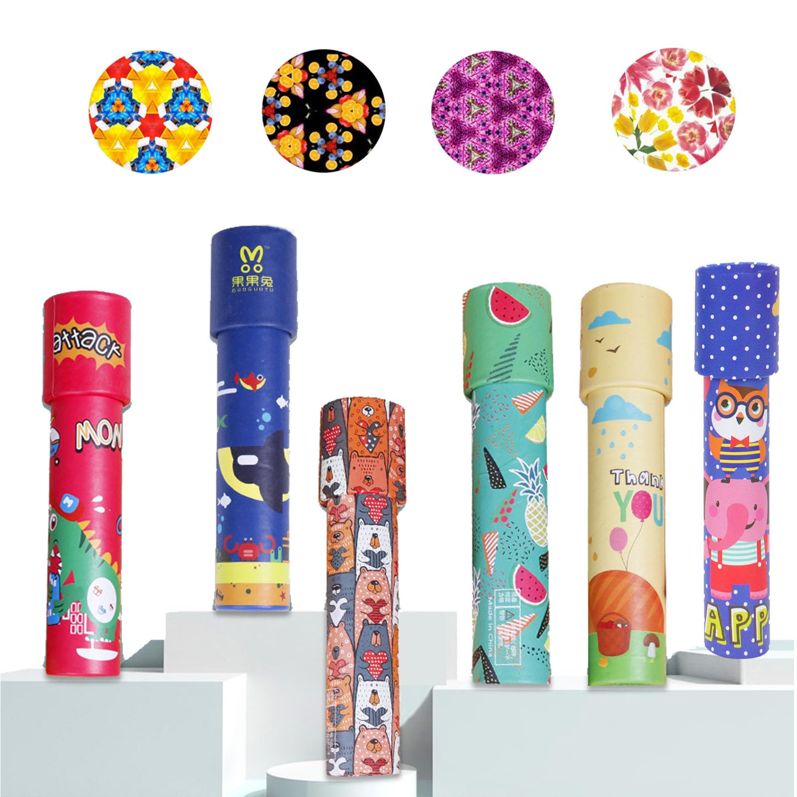 6 Pcs Kaleidoscope, Halloween Classic Pass the Parcel Gifts, Medium Kaleidoscope Toys for Kids' Birthday, New Year Christmas Stuffers, Classroom Prizes
