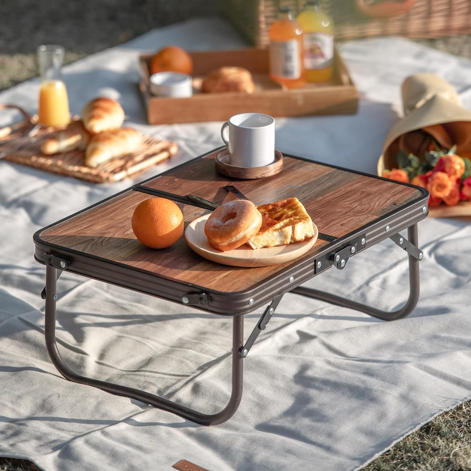 Naturehike Large Portable Camping Side Table, Wooden, 35.4323.6214.57 inches, Folding, Adjustable Legs, Outdoor, Cooking, BBQ, Travel