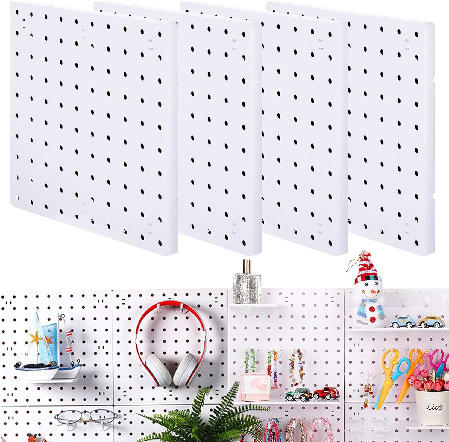 4PCS Pegboard Wall Mount Display Pegboard Wall Panel