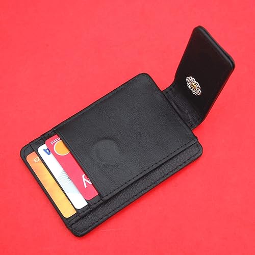 Miniatura 5 de US 1948 Lincoln Penny BU Uncirculated 1 Cent Coin Genuine Full-Grain Black Leather Magnetic Money Clip Wallet & Card Holder RFID Blocking