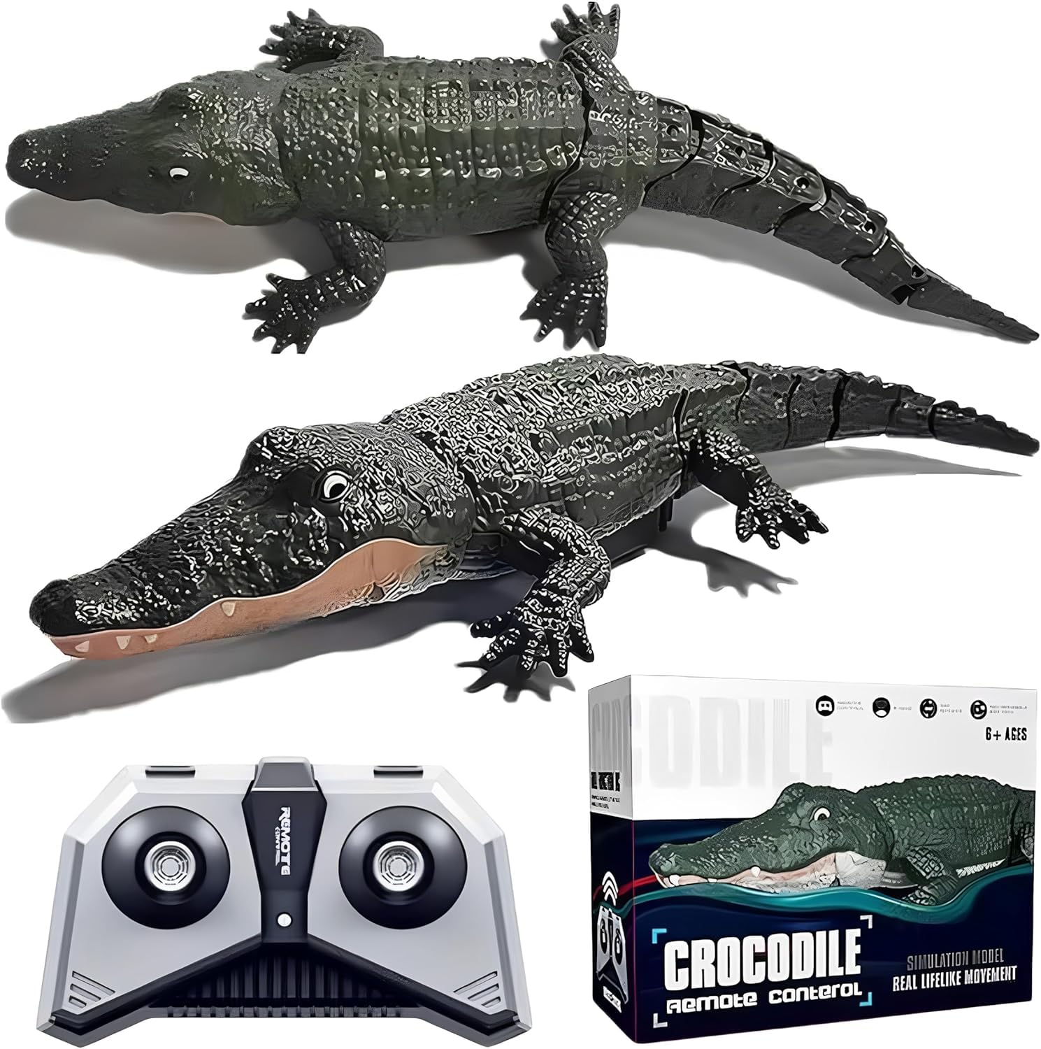 TOYS STORM 2.4G Remote Control Crocodile Toy 1:18 Scale High Simulation Crocodile, Crocodile for Swimming Pool Bathroom Great Gift RC Boat Toys for 5+ Year Old Boys and Girls