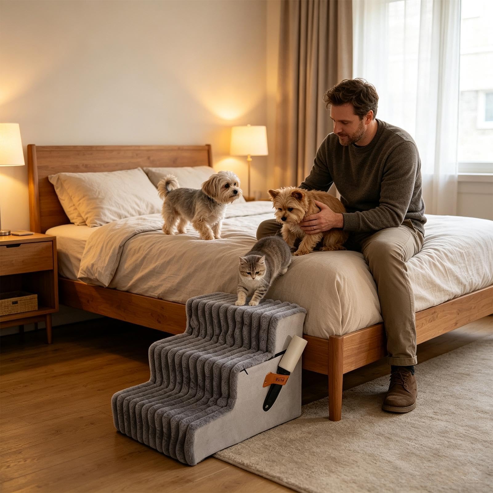 Escalón Canino Escalera Pequeña Ligera Desmontable Antideslizante Lavable | Escaleras Felinas Equilibradas Para Cachorros Gatos Sofás Sillones Apartamentos Balcones