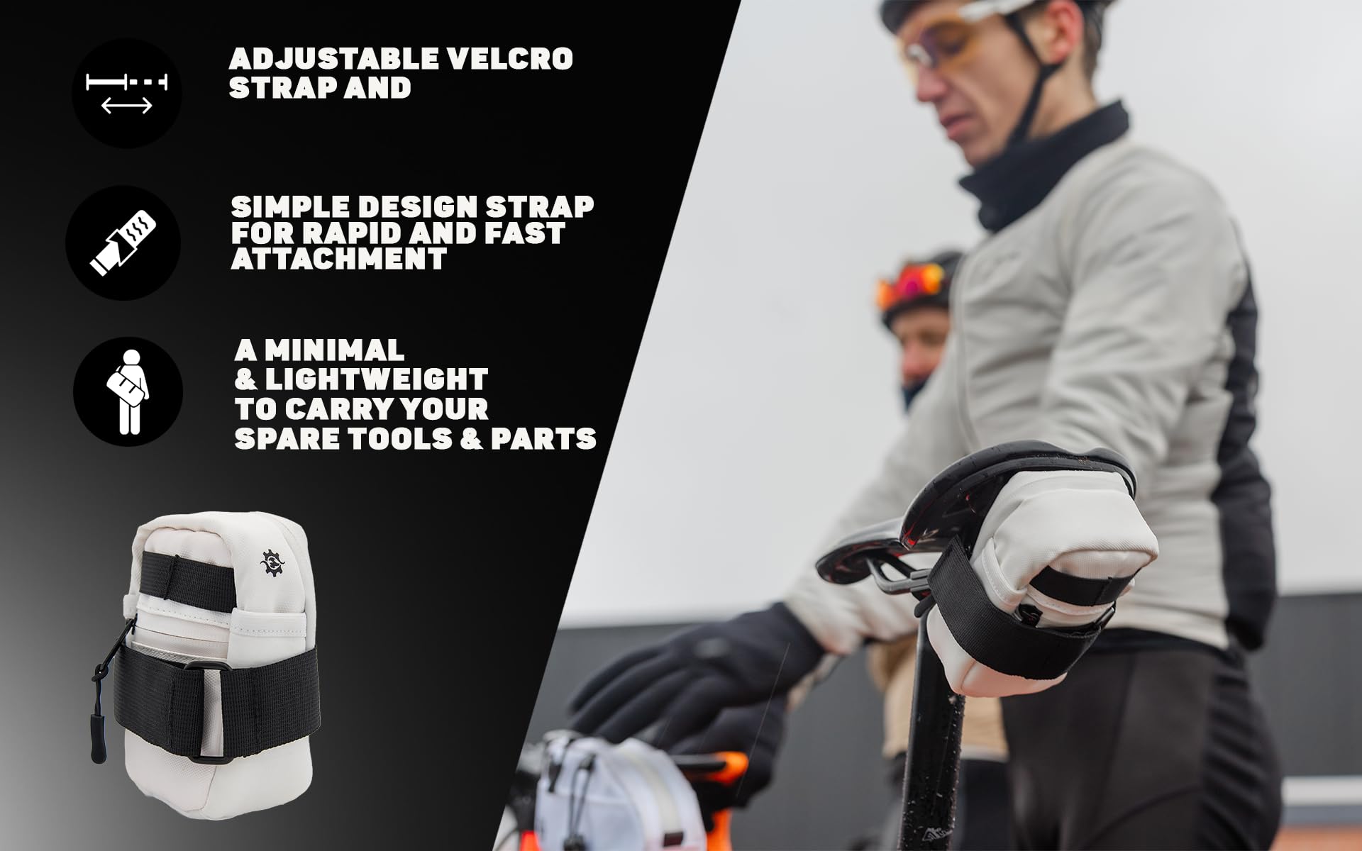 Lumiere & Co. Medium Bike Saddle Bag - 0.5L, White - Image 3