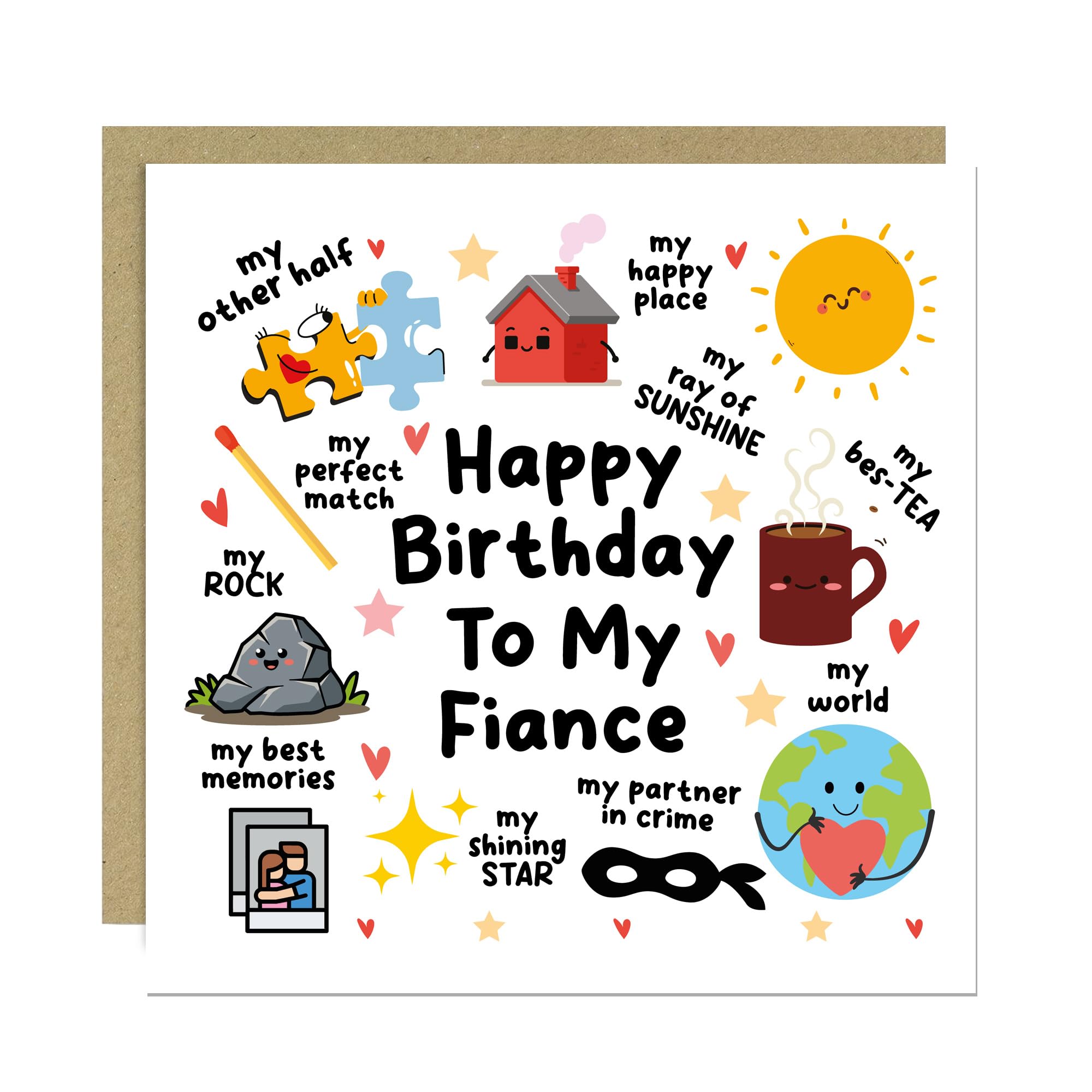 RED OCEAN Happy Birthday To My Fiance Card With Kraft Envelope Funny Birthday Card For Boyfriend Girlfriend Novelty For Him Her Best Friend