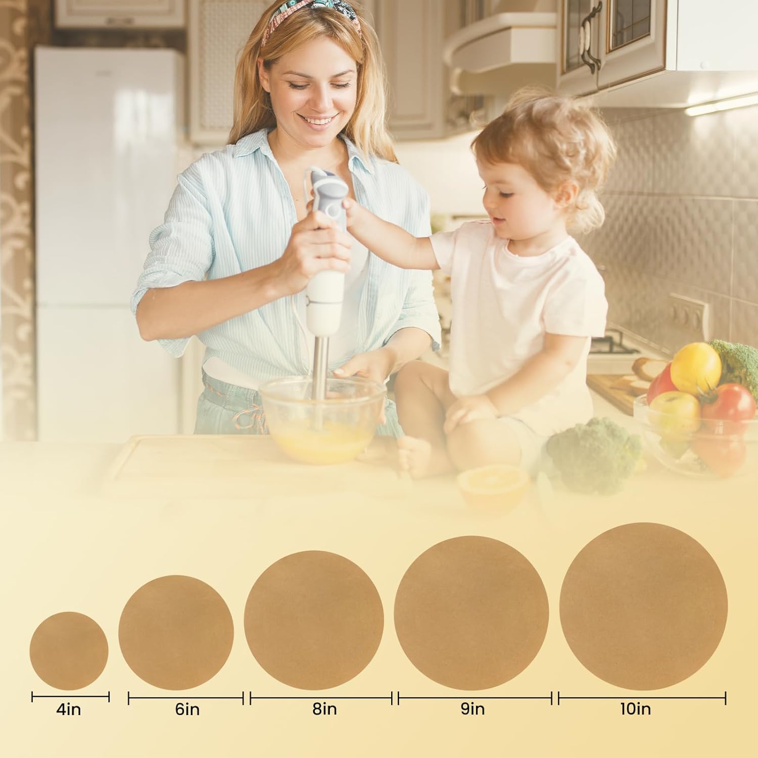 220pcs 4 inch Unbleached Parchment Paper Sheets for baking, Burger Patty Parchment Paper Rounds, Heavy Duty Precut Brown Non-Stick liners for Separating Patties, Bread, Tortilla Wrapping - Image 2