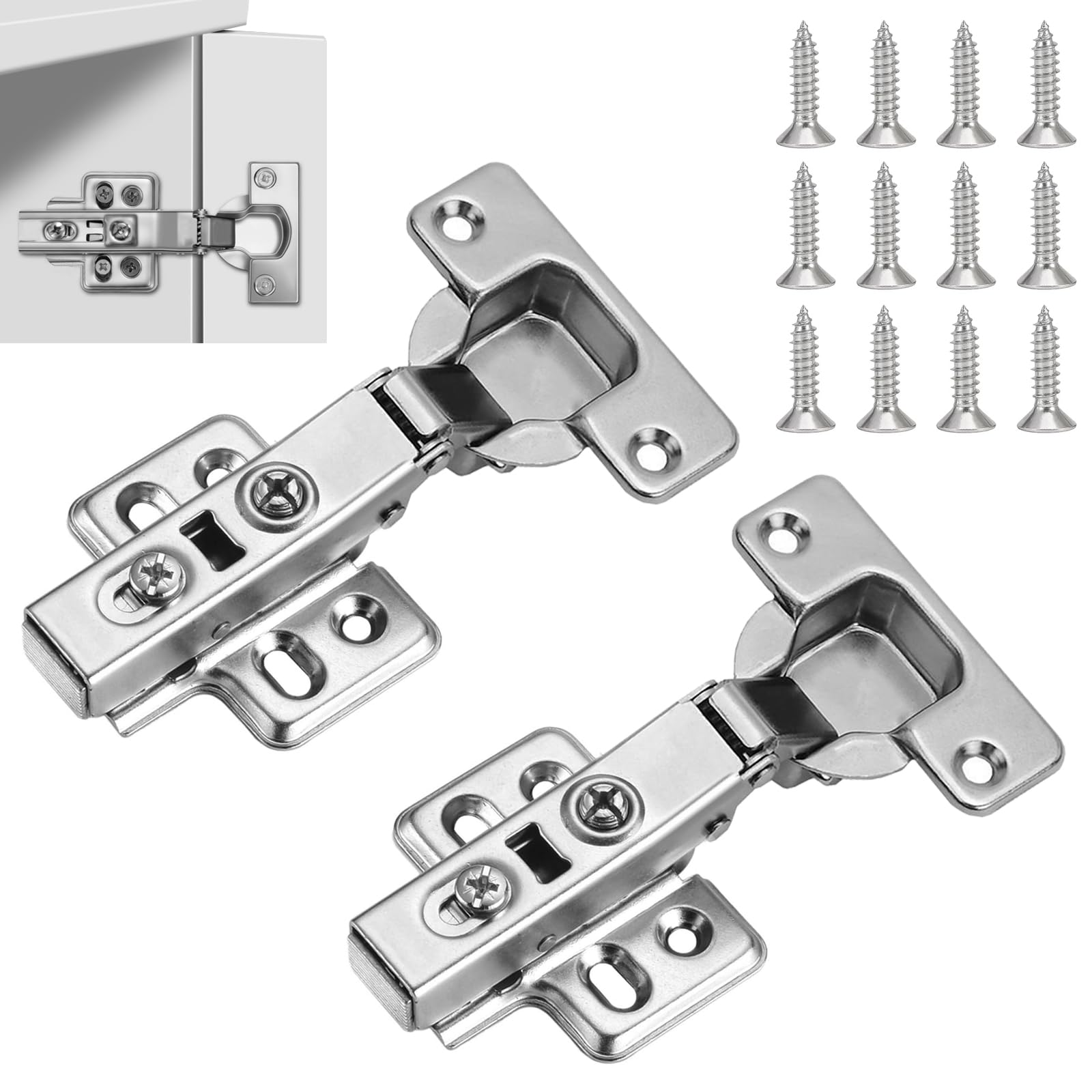 Bisagras Puerta Armario, 2 Piezas Bisagras Puertas Cocina, Bisagras De Puerta De Cocina, Bisagra Puerta Cocina con Amortiguador Cierre Automático, Bisagras Puertas Cocina Armario con Tornillos