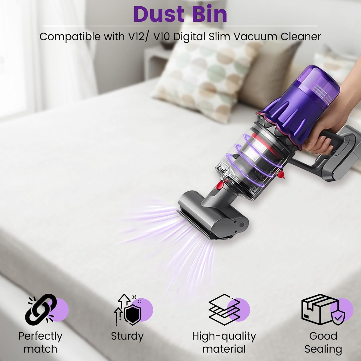 Dust Bin Replacement Parts for Dyson V12 Detect Slim | for Dyson SV30 SV46 SV20 V10 Digital Slim SV18 Vacuum Cleaner Canister Attachment, Bin for Cordless Vacuum Part No.965272-01