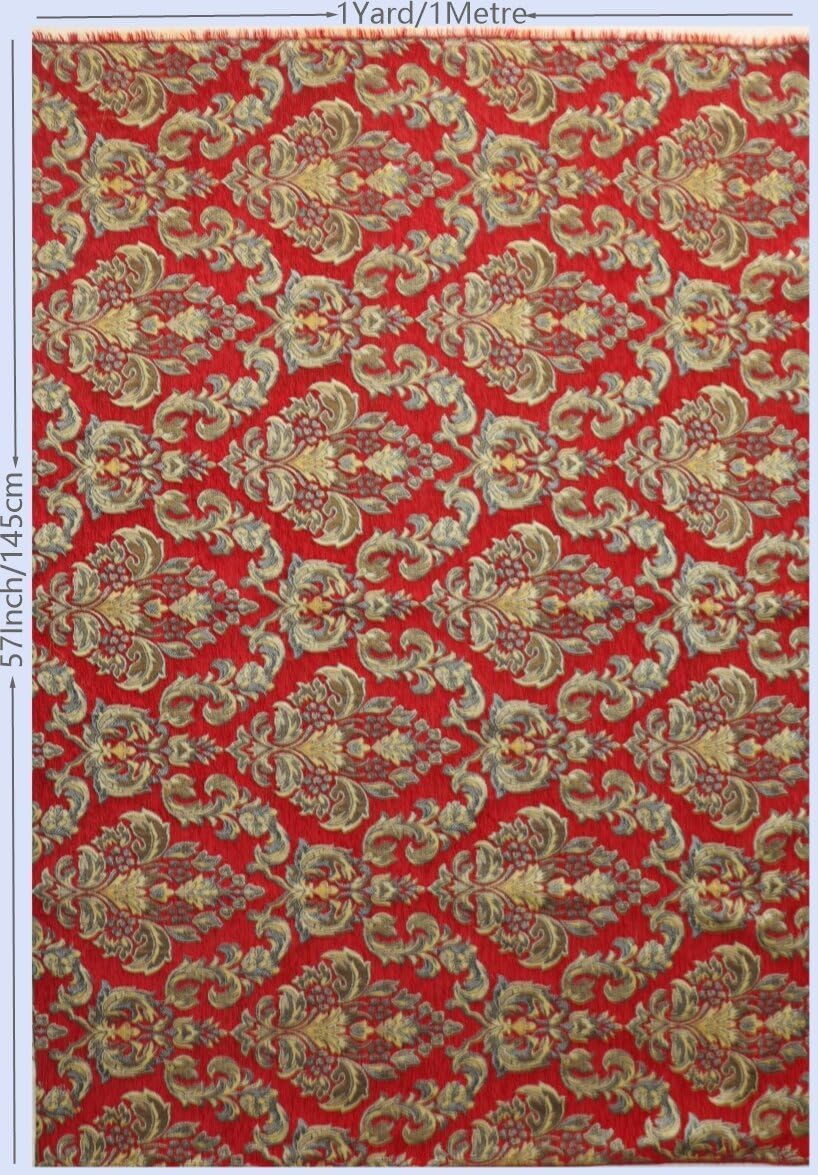 TinaKim Chenille Fabric Upholstery Heavy Duty - Jacquard Sofa Cloth for Couch Covers, Pillow Inserts, Car Seat Covers, RV Furniture | Decorative Washable Material (Wine red, by Yard)