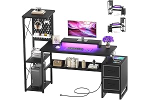 Versatile Black Gaming Desk with Drawers: Enhance Your Workstation