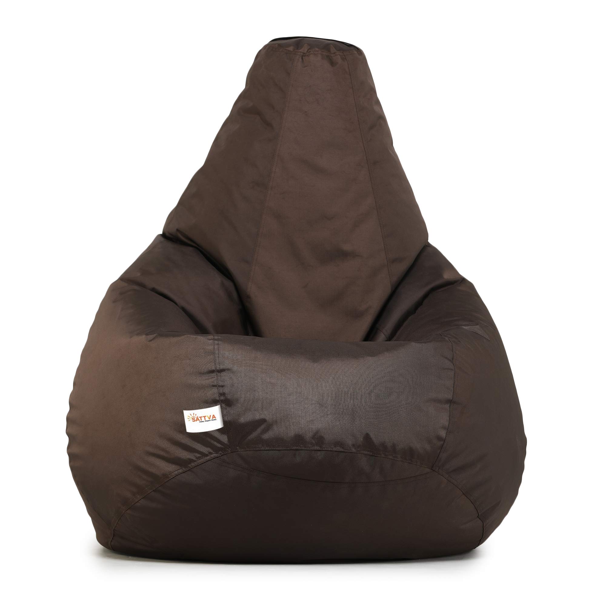 SATTVA 5ft All Weather Water Resistant Classic Bean Bag for Adults - Big Bean Bag Covers Only (No Filling), Love Sack Bean Bag Oversized, Washable Ultra Soft Zipper, for Dorm & Family Room (Brown)