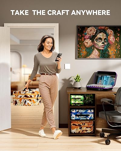 Vista 57 de ARTDOT - Organizador para almacenamiento de accesorios y herramientas para pintura con diamantes 5D, con 120 contenedores para cuentas o joyería