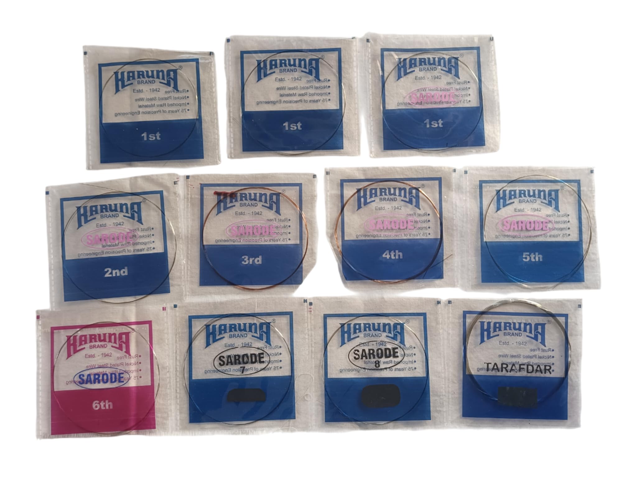 BHAVICREATION Karuna Sarode Complete Strings Set with Sympathetic Tarafdar 11 String | Indian Classical Sarod Strings Set for Professional Use | Musical Instrument Parts and Accessories - Image 2 thumbnail