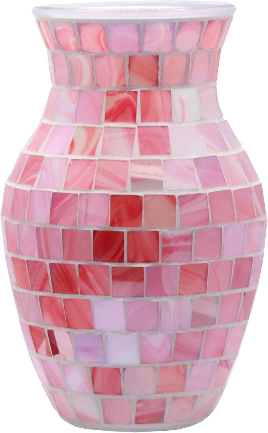 8" H Pink Mosaic Vase.Exquisite Craftsmanship.Decor Home Modern Midsize All Handmade Mosaic Vases .Beautiful Glass Vase for Home&Office Decor.Unique Gift