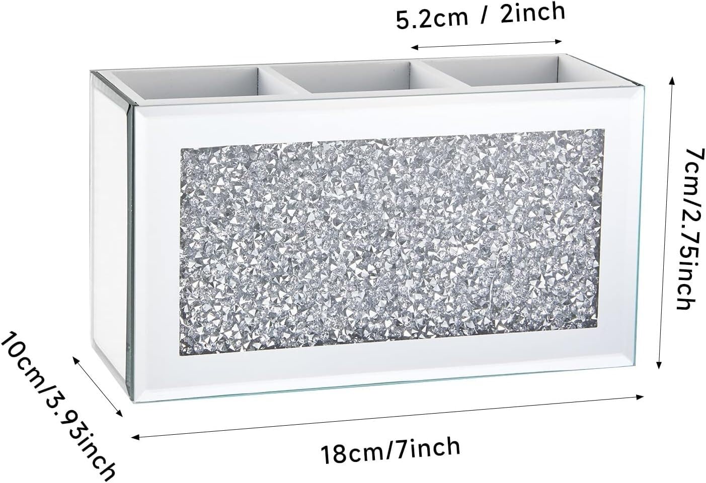 Kosmetik Make Up Organizer Make-up-Pinselhalter Mit 3 Fächern Für Vanity Cosmetic Storage Organizer Bling Crushed Diamond Eyeliners Eyebrow Vitrine Schmink Beauty Zubehör