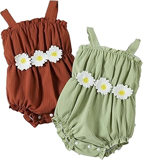 Pelele para bebé y niña, sin mangas, con margaritas, de verano, mono de algodón, con volantes, cómodo, suave, ropa para recién nacidos, para uso diario, sesión de fotos