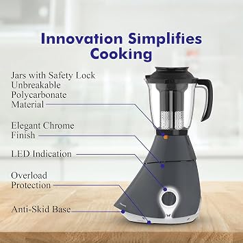 Butterfly Matchless Mixer Grinder 4J, 110 V, Grey, 550 Watts