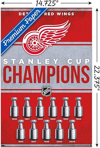 Miniatura 9 de Trends International NHL Detroit Red Wings - Póster de pared Champions 23, 14.72 x 22.37 pulgadas, versión enmarcada de caoba