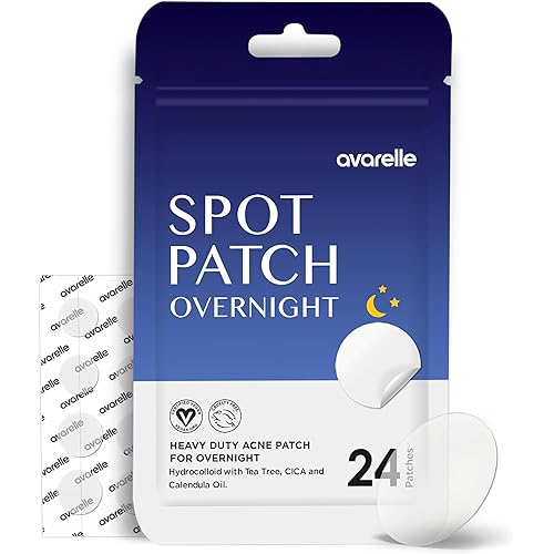AVARELLE Spot Pimple Patches for Face | Good Night Acne Cover | Hydrocolloid with Tea Tree Oil | Acne Spot Treatment (12-14 mm, 24 ct)