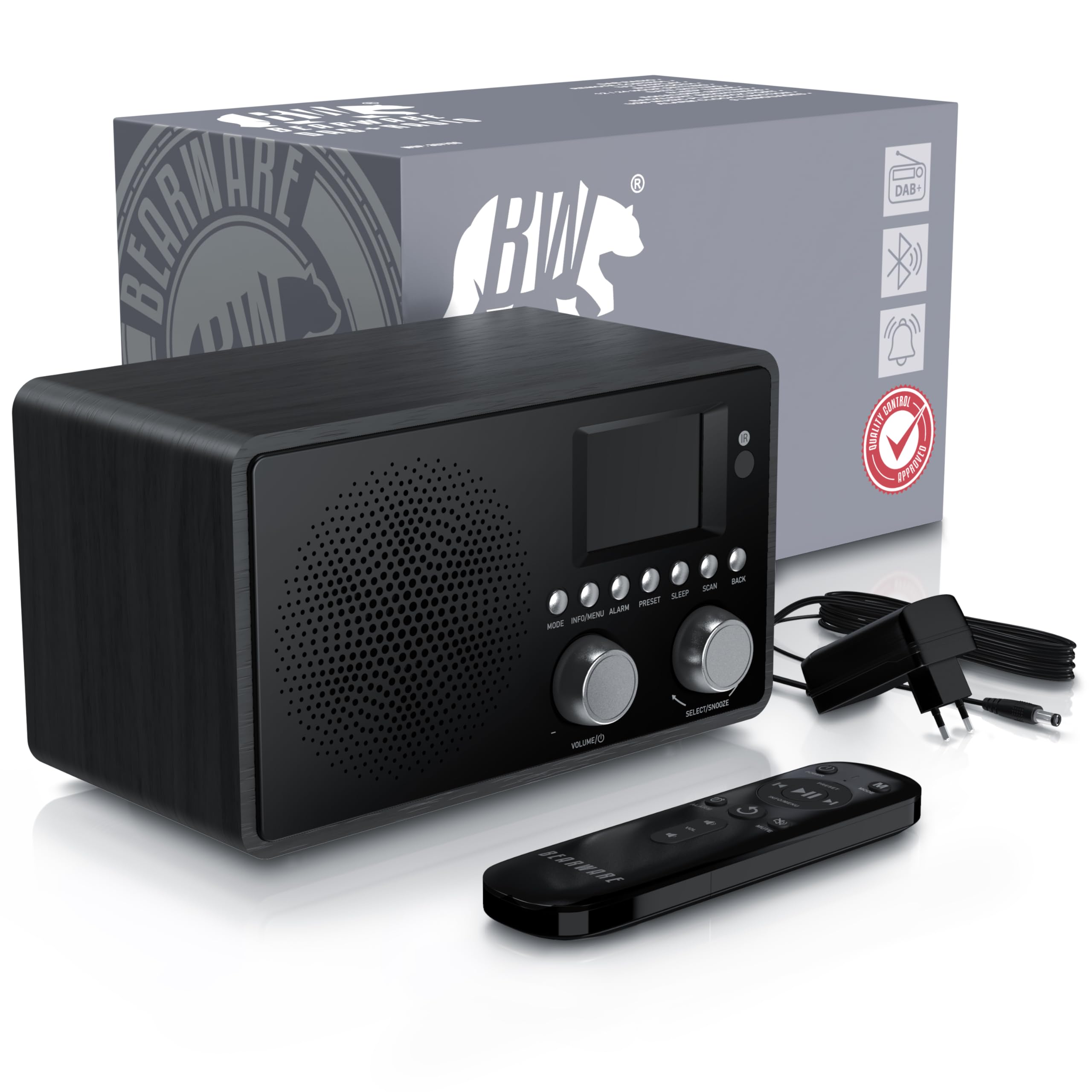 CSL - DAB+ Radio mit TFT Display und Fernbedienung - Bluetooth DAB Plus Radiowecker – DAB DAB+ FM-Radio – 40 Speicherplätze – Automatischer und manueller Suchlauf – Equalizer – USB-Datenport – AUX in