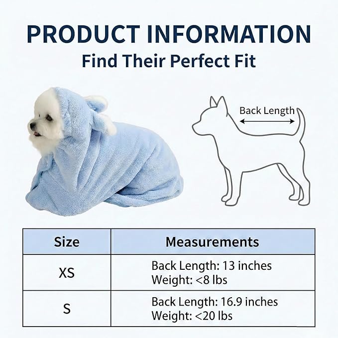 Bata de baño para perros XS super absorbente con capucha rosa miniatura 3