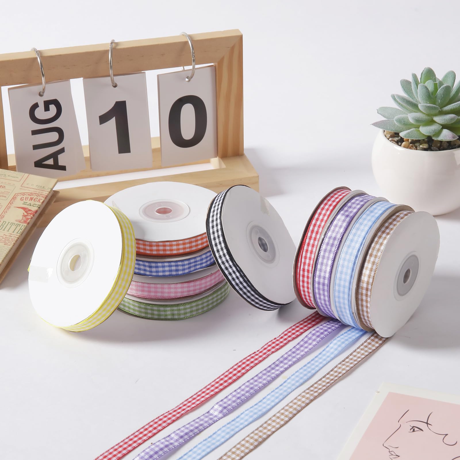 250 Ribbon Snapklik.com : 10 Color 250 Yards Gingham Ribbon 3/8 Inch X 25 Yard ...
