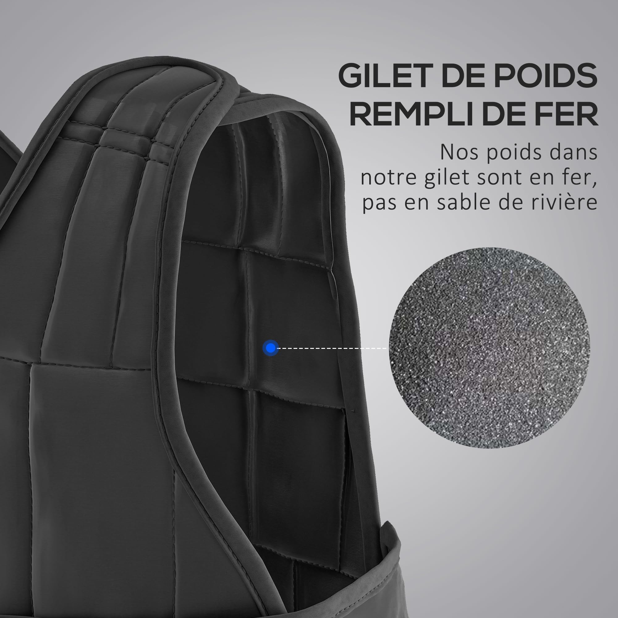 HOMCOM Gilet lesté réglable - Aosom.fr x FFHandball - veste lestée 20 Kg max. poids amovibles entrainement musculation exercice boxe oxford