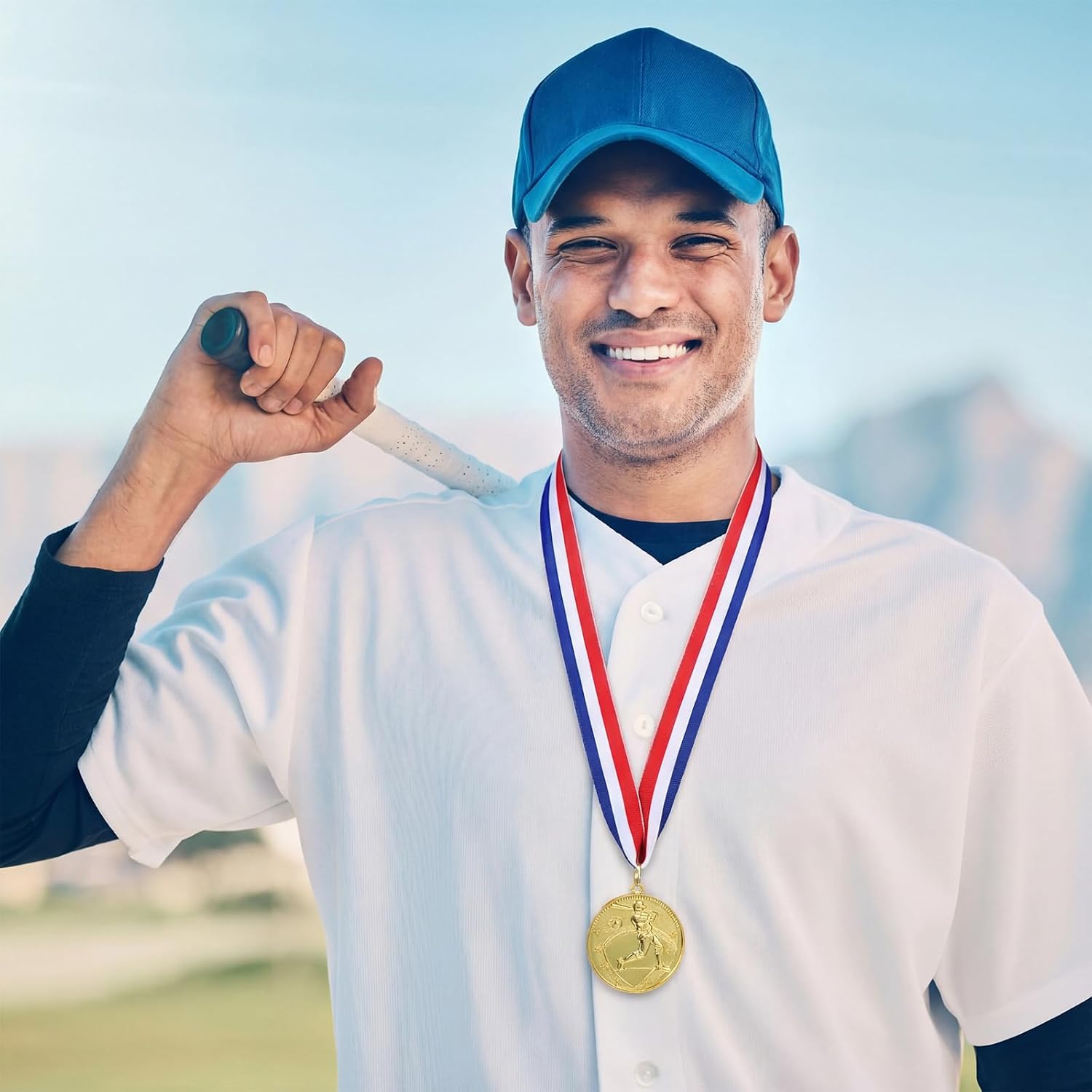 Quelay Gold Award Medals 2 Inch 1st Place Metal Winner Award Medals with Neck Ribbons Prizes for Participation Competitions for Soccer Baseball Basketball Golf