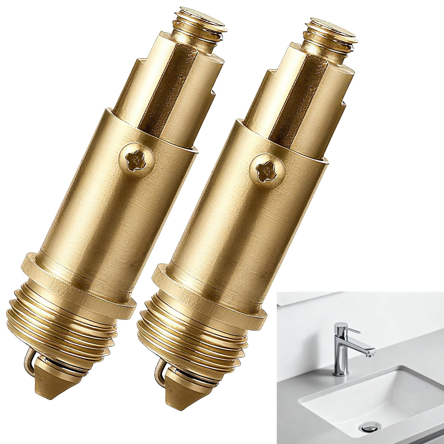 2 Pcs Pop Up Sink Plug Replacement, Universal Basin Bath Plug with Brass Spring Core, Bathroom Sink Plugs Replacement for Basin, Bathtub, Kitchen Sinks Strainer, Easy Push Down Drain Stopper