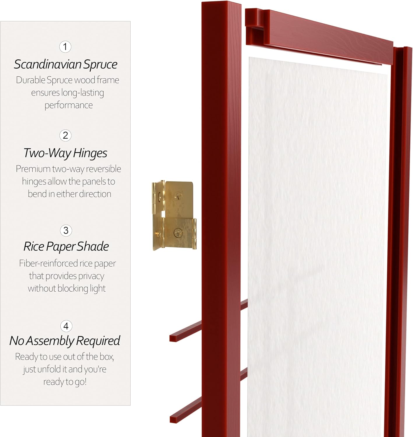 4 ft. Short Eudes Shoji Screen - Rosewood - 6 Panels