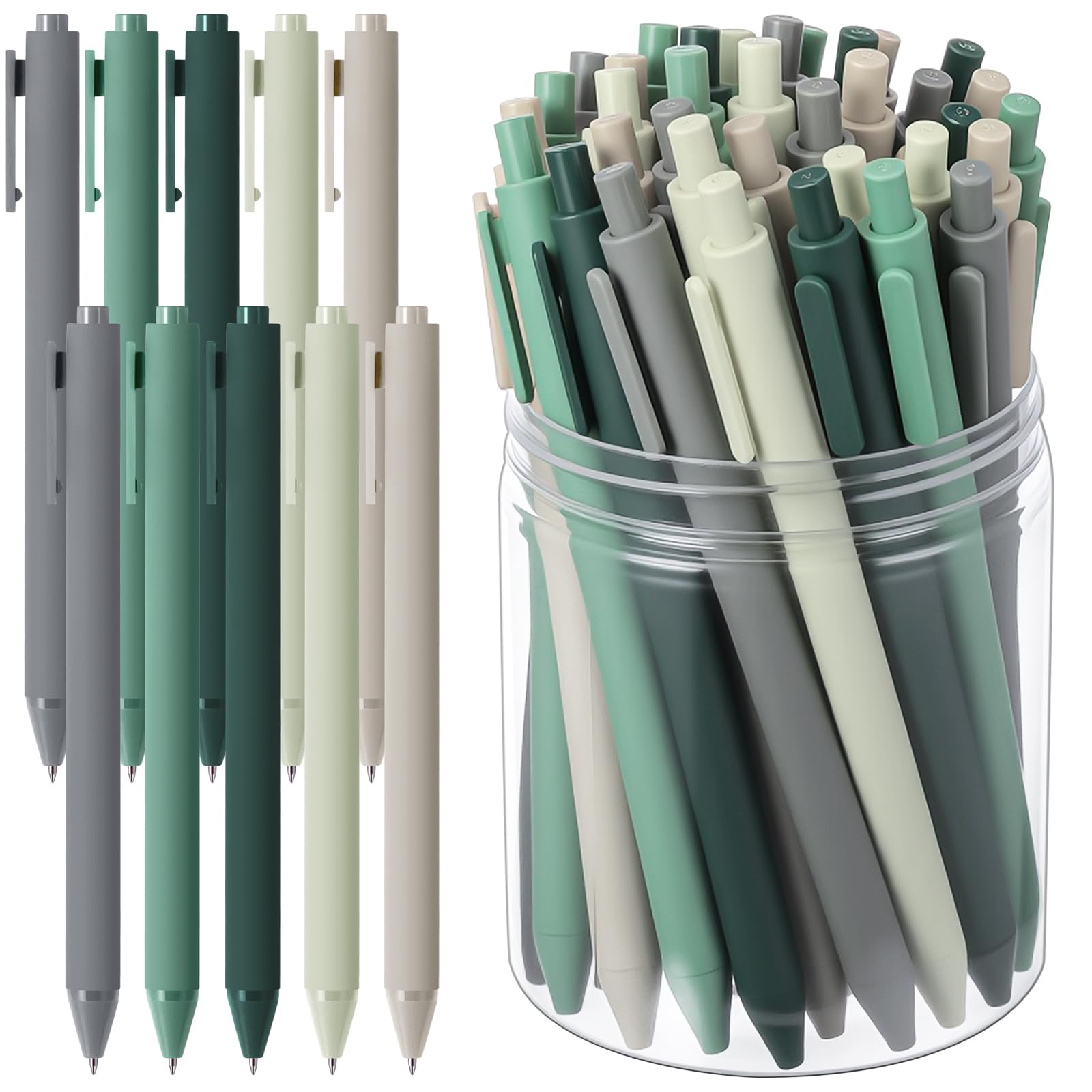 Crtiin 50 Pcs Gel Pens Bulk, 0.5mm Fine Point Black Ink Pens, Retractable Smooth Writing Quick Dry, Colored Aesthetic for School Office Journaling