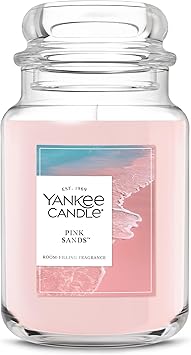 Yankee Candle Large Jar Scented Candle with up to 150 Hour Burn Time, Premium Plant Wax Blend for Consistent Burn, 22 oz Jar Candle with Room Filling Fragrance, Pink Sands