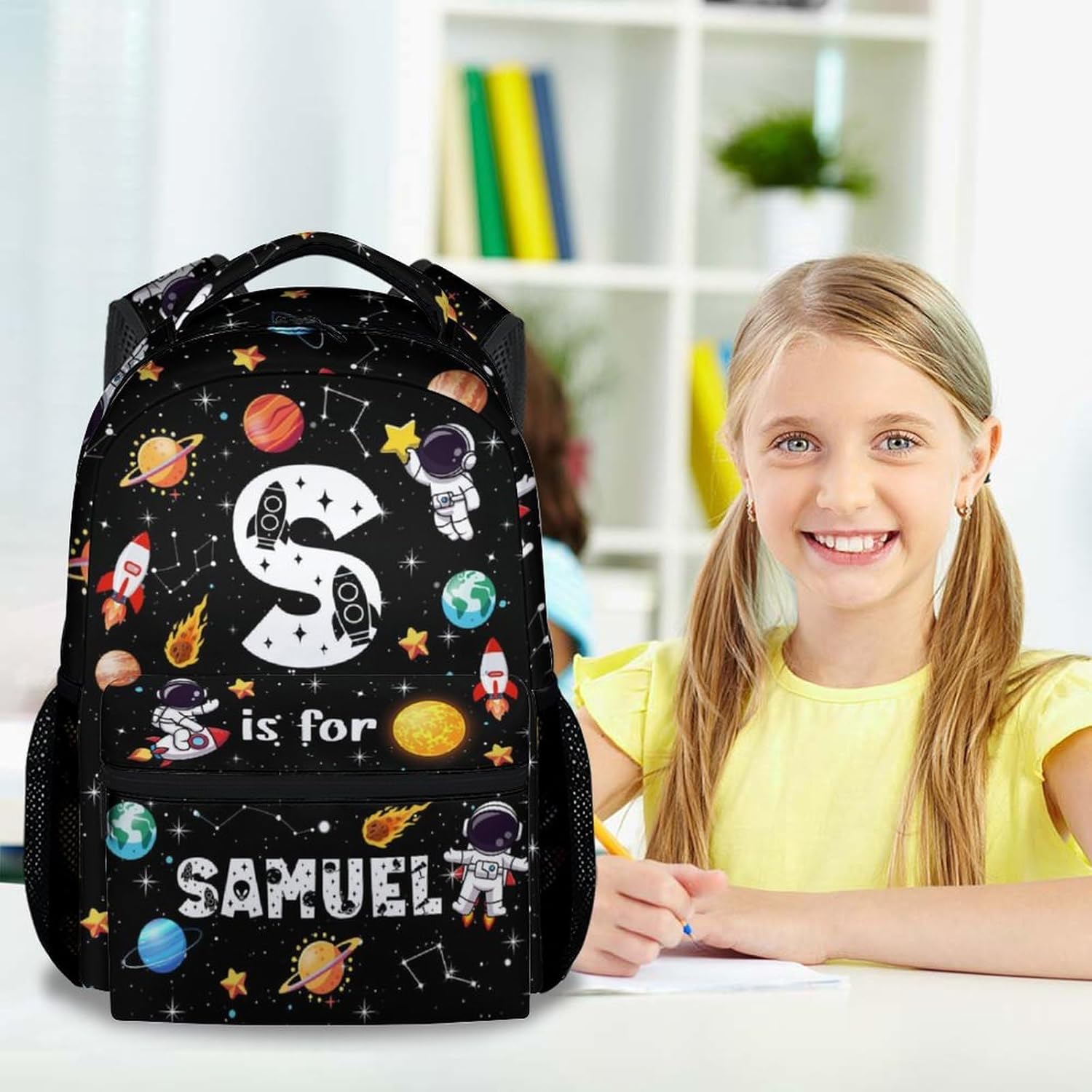 Custom Kids Backpack for School - 17 Inch Large Capacity Planet Backpacks for Boys - Fashion Bookbag for Kindergarten Color2-1 image 5 of 8 B0FCMSQJJH