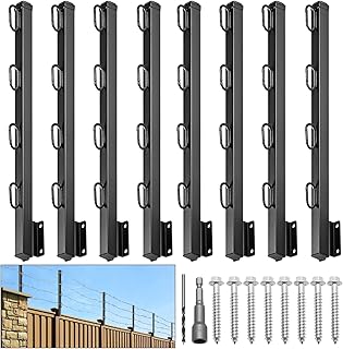 8 Pack Fence Post Extender, 23.5" Barbed Wire Extend Arm to Increase Height, Wood Fence Post Extensions - Protect Privacy and Pets