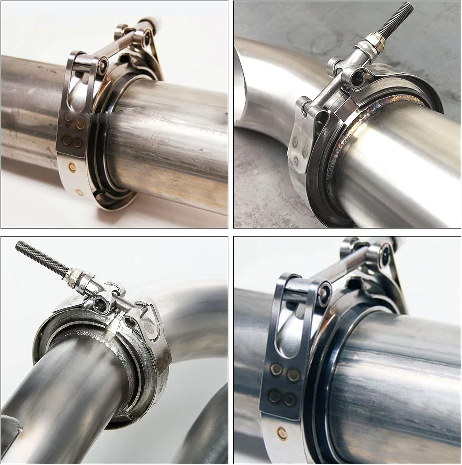 JOIKIT 2 Pack 4 Inch Exhaust V Band Clamp Stainless Steel V Band Clamp with Male Female Flanges for Turbo Pipes, Exhaust System, Downpipe Assembly,Fits 4" OD Pipes