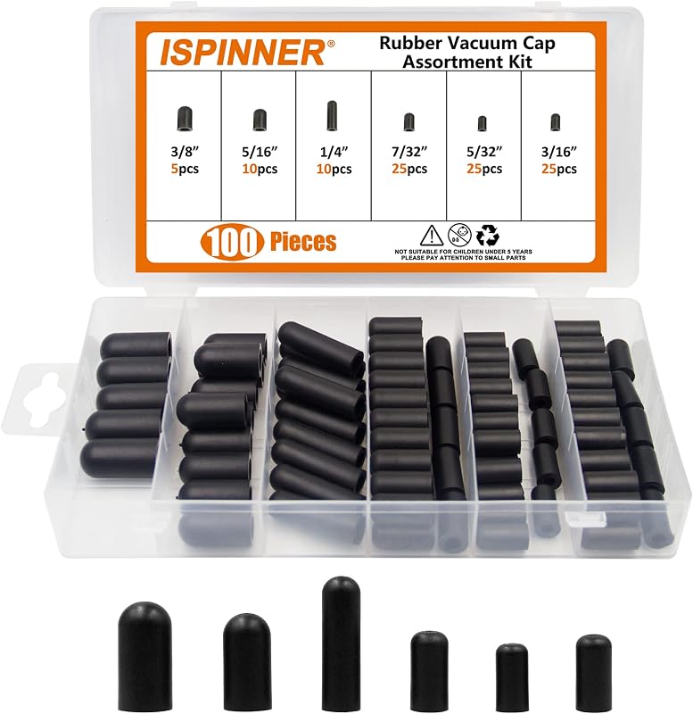Kit de Tampas de Vácuo de Borracha ISPINNER para Carburador e Mangueiras – 100 unidades