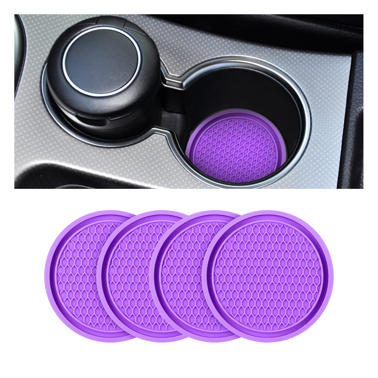 Lot De 4 Dessous De Verre Silicone Pour Voiture - 7 Cm, Antidérapant, Design Strass Rouge - Accessoire Intérieur Universel