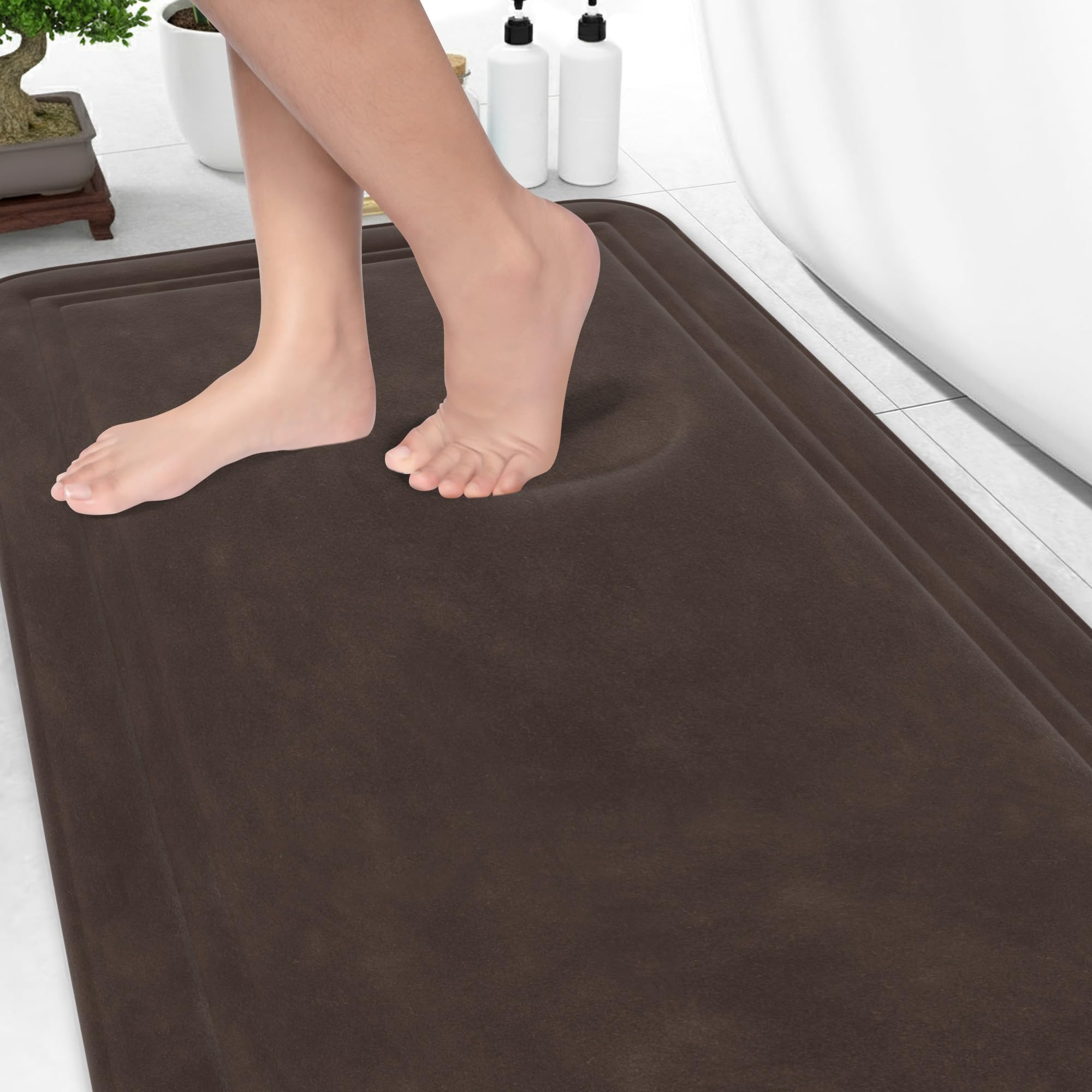 ITSOFT Memory Foam Bath Mat 59x23, Non Slip, Machine Washable, Quick Dry & Absorbent Rugs, Bath Mats for Bathroom Floor, Tub & Shower, Bathroom Rug,