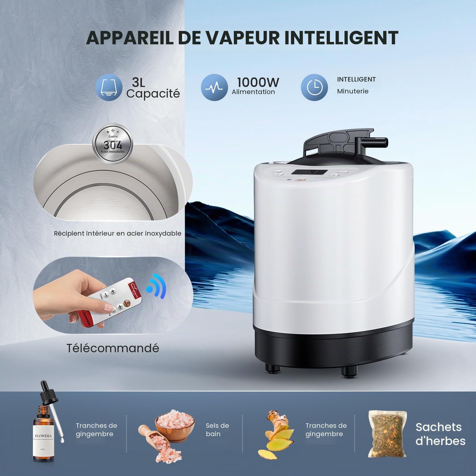 Sauna Tent,Sauna Exterieur,Sauna pour la Maison,3 min de Chauffage Rapide et 9 Niveaux de Chaleur,Vapozone Portable avec 2.6L Steamer, Chaise Pliante, Télécommande 180×80×80 CM