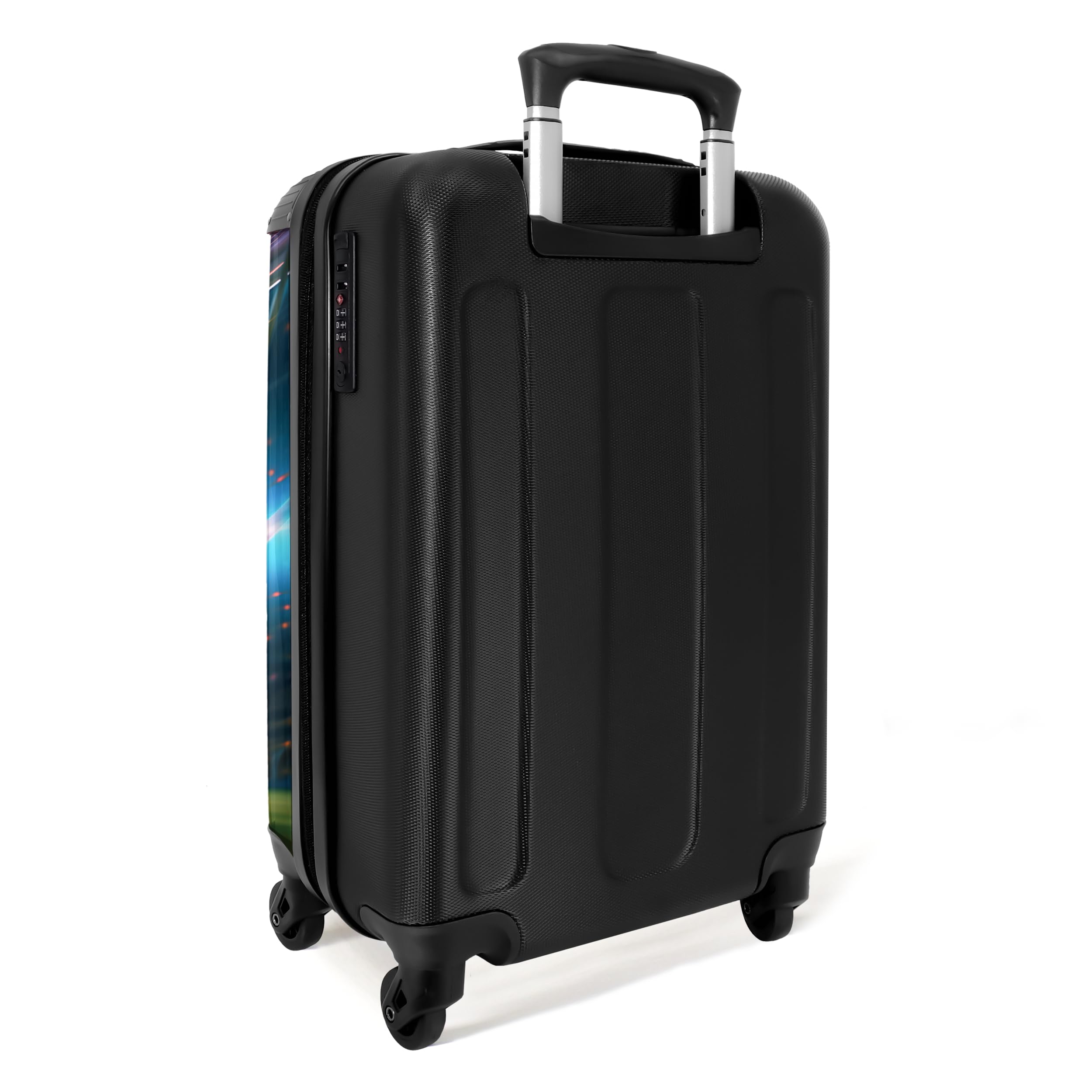 NoBoringSuitcases.com Maleta Infantil con Ruedas, Trolley de Viaje para Niño - Equipaje de Mano, Diseño Balón de Fútbol, Azul Oscuro (55x40x20 cm)